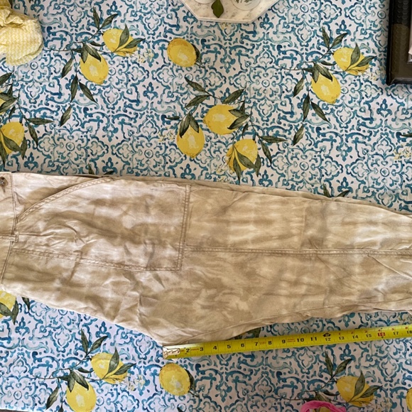 🎀 NWT Anthro Pants Cropped Pockets Tie Dye Neutral Casual - Picture 5 of 7